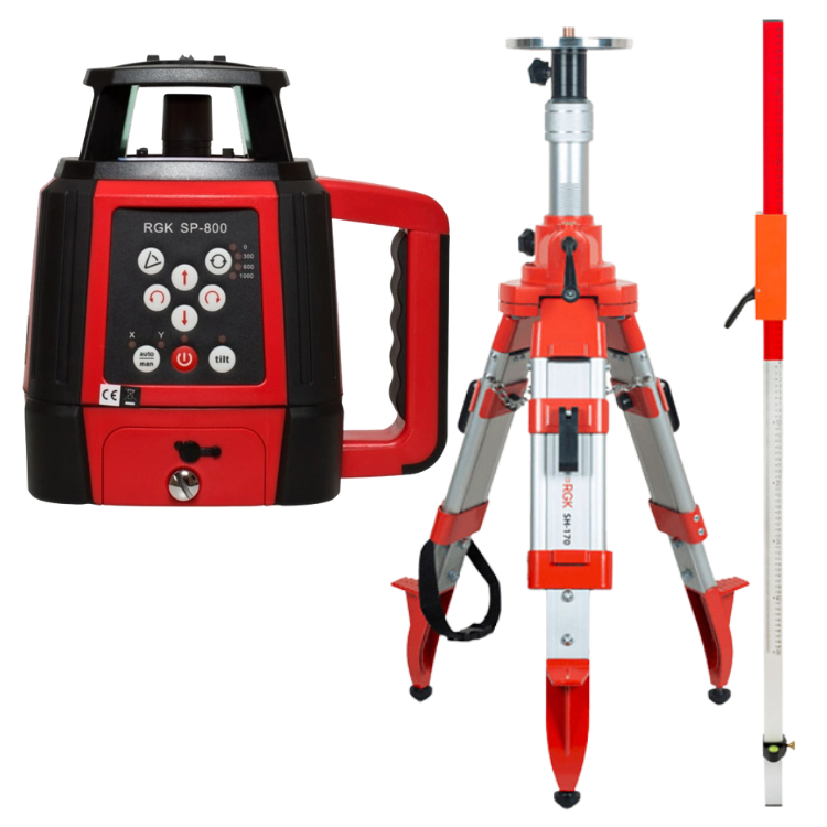 Комплект ротационный нивелир RGK SP-800 со штативом RGK SH-170 и рейкой RGK LR-2