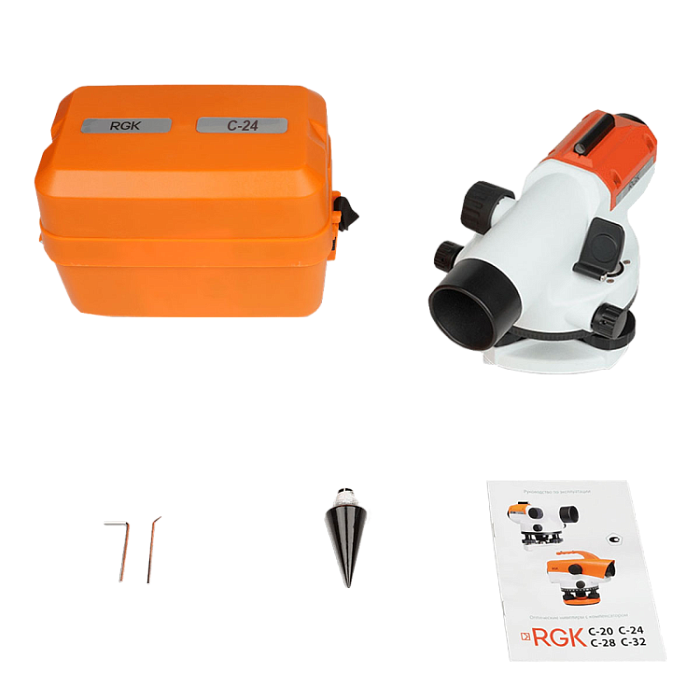 Комплект - оптический нивелир RGK C-24, рейка AMO S5 и штатив RGK S6-Z