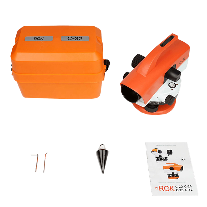 Комплект - оптический нивелир RGK C-32, рейка RGK TS-3 и штатив RGK S6-N