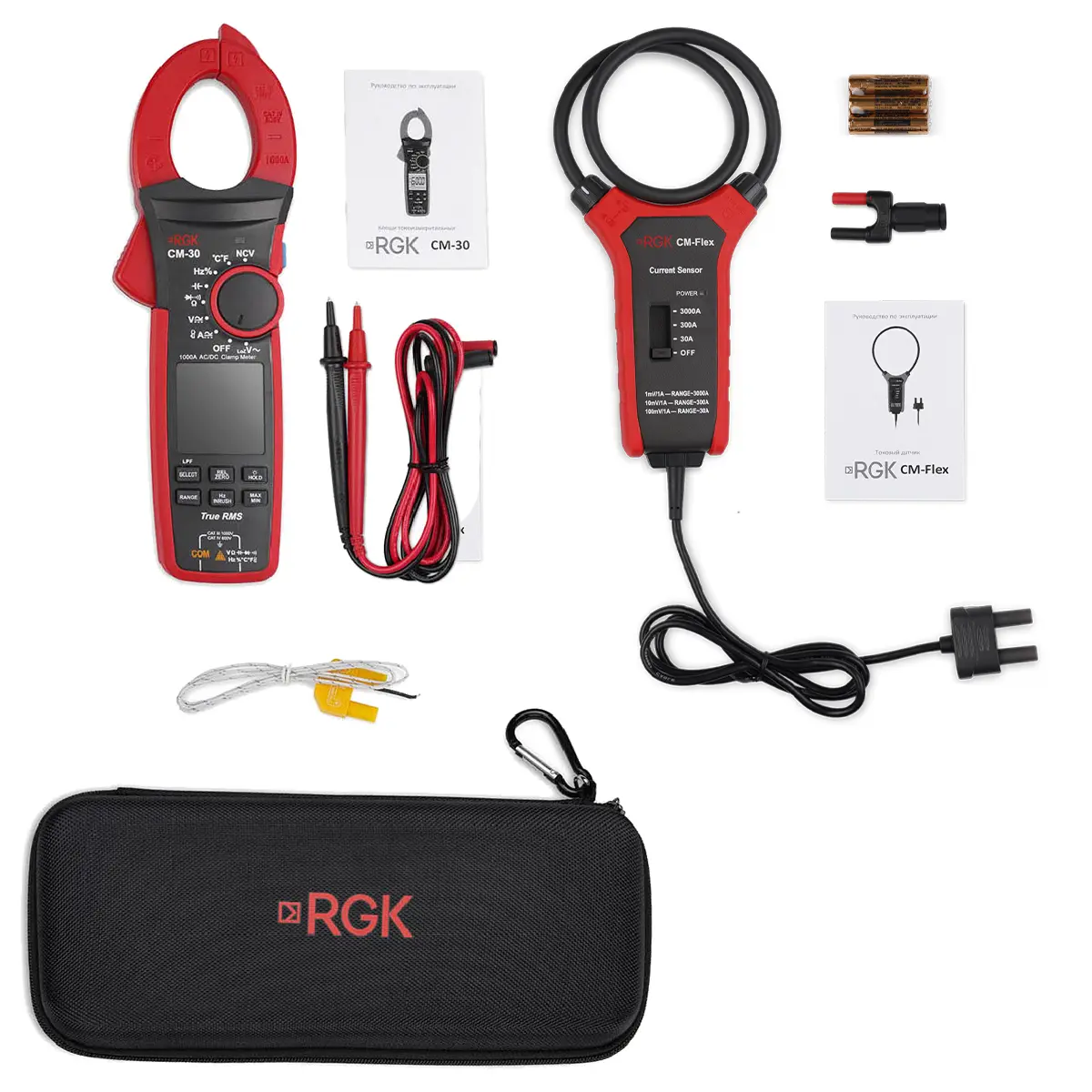 Токовые клещи RGK CM-30 с поверкой + Токовый датчик RGK CM-Flex