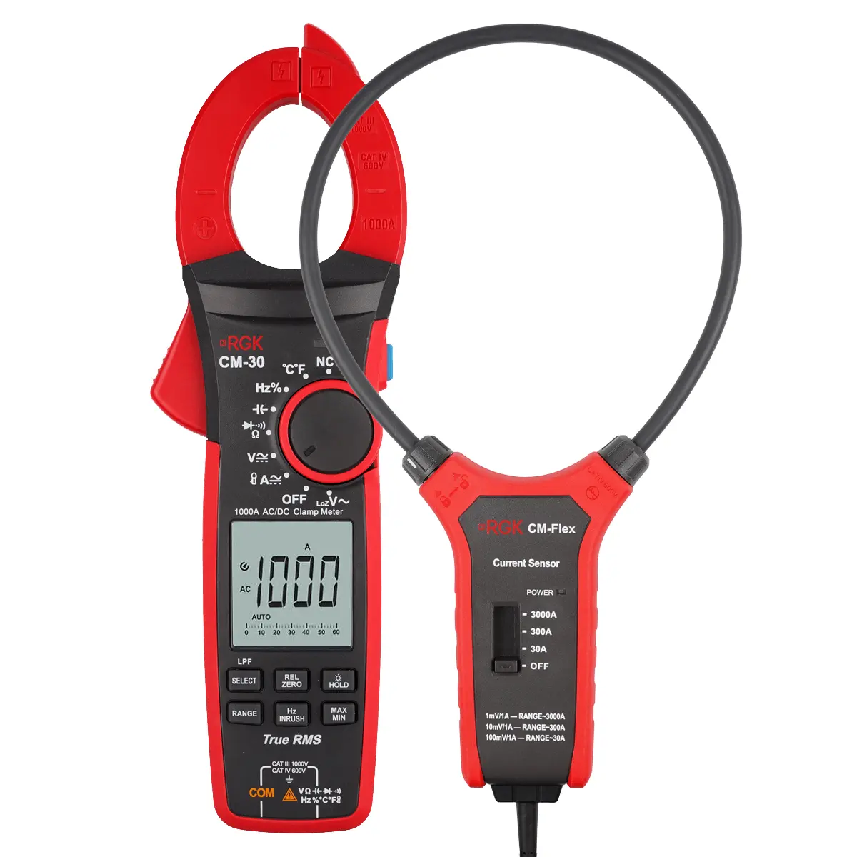 Токовые клещи RGK CM-30 с поверкой + Токовый датчик RGK CM-Flex