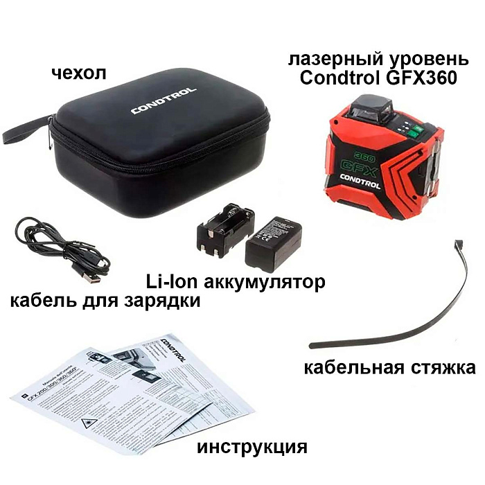 Лазерный уровень Condtrol GFX360 с зеленым лучом