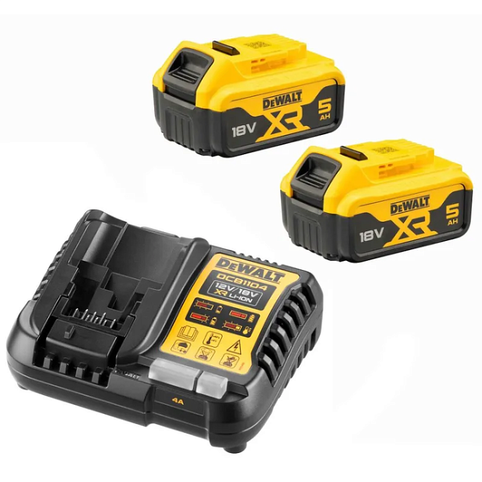 Набор аккумуляторов DCB184 + зарядное устройство DeWALT DCB1104P2-QW